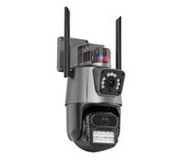 Caméra de sécurité DWO Europe™ à double objectif, étanche, avec alarme lumineuse, application ICSee, vidéosurveillance Wi-Fi