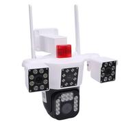 Caméra de sécurité Extérieure WiFi à 3 Objectifs, Caméra de Surveillance Panoramique et Inclinable, Caméra pour bébé et Animal de Compagnie, Conversation Bidirectionnelle, (Prise