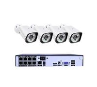 Caméra de sécurité, H.265 + 4CH 4k 8MP POE Système De Sécurité Kit Enregistreur Rj45 Détection De Visage Caméra IP Extérieure Étanche CCTV Vidéo(None,8ch NVRX4 Cam 8.0MP)