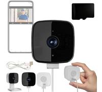 Caméra de sécurité intelligente 2K pour fenêtre, caméra d'intérieur WiFi avec vision nocturne en couleur, installation adhésive sans fil et détection de mouvement, audio bidirectionnel pour