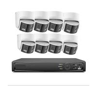 Caméra De Sécurité Panoramique 180 °, Kits Système Vidéosurveillance 265 + 6MP, Double Objectif 2.8MM, IP POE, for L'extérieur(T,8CH 8Pcs Kits)