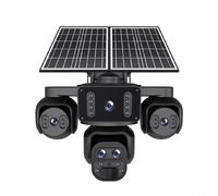 Caméra de sécurité solaire 4G 20 MP avec batterie de 20 100 mAh, surveillance extérieure résistante aux intempéries IP66, enregistrement continu 24h/24, 7j/7, vision couleur, noir