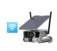 Caméra de sécurité Solaire 4G, Angle de Vue Ultra Large de 180 °, extérieur, Zoom 4X, Double Objectif, détection Humaine PIR, CCTV(4K WiFi NO SD Card)