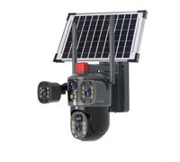 Caméra de sécurité solaire à double objectif 8 MP avec WiFi et couverture à 360 degrés, étanche IP66 pour toutes les conditions météorologiques (noir)