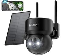 Caméra de sécurité solaire sans fil extérieure, résolution HD 2K, vision nocturne jusqu'à 10 mètres, détection de mouvement
