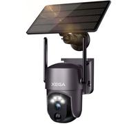 Xega Caméra de sécurité Solaire extérieure sans Fil 2K PTZ Wi-FI Vision Nocturne Couleur PIR-AI Détection Humaine