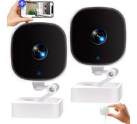 Caméra de Sécurité Succeedto Crystal Clear 2k, Caméras de Fenêtre sans Fil 2025 pour La Sécurité Intérieure, Vision Nocturne Couleur, Mini Wi-FI, Enregistrement(2pcs)