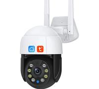 Caméra de sécurité Wifi extérieure, caméra de vidéosurveillance à zoom optique 3MP PTZ 5X, vision nocturne couleur à suivi automatique, caméra dôme sans fil P2P, application TUYA
