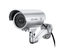 Caméra de simulation extérieure intérieure étanche CCTV énergie solaire simuler des caméras avec lumière LED, ordinaire, argent