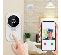 Caméra de sonnette sans fil avec carillon, audio bidirectionnel, sonnette vidéo 100% sans fil, interphone domestique, vision nocturne HD, sonnette de sécurité WiFi, surveillance intérieure et extérie