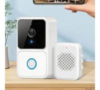 Caméra de sonnette sans fil avec carillon, audio bidirectionnel WiFi, surveillance à distance HD, sonnette vidéo pour la sécurité de la maison (blanc)