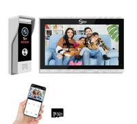 Caméra de sonnette vidéo 1080p avec écran tactile 10" Interphone vidéo, prise en charge de l'enregistrement automatique, vision nocturne infrarouge, détection de mouvement PIR