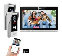 Caméra de sonnette vidéo 1080p avec écran tactile de 10" Interphone vidéo, prise en charge de l'enregistrement automatique, vision nocturne infrarouge, détection de mouvement, 2 sonnettes