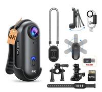 Caméra de sport 4K pour extérieur, mini caméra 1080P pour casque de moto, vélo, tournage vidéo, étanche, enregistrement vidéo d'action, caméra corporelle 1080P black