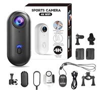 Caméra de Sport Portable Ionicswift 4K avec Clip et Support magnétiques, idéale for Le Cyclisme, Les Voyages, la plongée et Les Aventures en Plein air.(Black,4k)