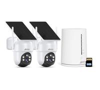 Caméra de Surveillance - 4MP - 360° - Solaire - Kit 2 Caméras - Vision Nocturne