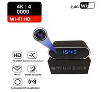 Caméra de surveillance à distance 1080P FHD, prend en charge le WiFi 2.4G, la détection de mouvement, la vision nocturne infrarouge, mini caméra sans fil pour la maison Clock camera