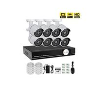 Caméra de Surveillance Aottom H.265 8CH Kit Intérieur Extérieur Wi-Fi Sans Fil Vision Nocturne Détection de Mouvement Etanche Blanc