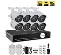 Caméra de Surveillance Aottom H.265 8CH Kit Intérieur Extérieur Wi-Fi Sans Fil Vision Nocturne Détection de Mouvement Étanche Blanc G
