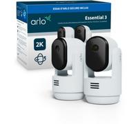 Arlo Caméra PTZ intérieure Essential 3 2K Vision nocturne Détection IA Pack de 2