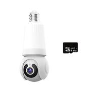 Caméra de surveillance, Caméra IP d'intérieur à ampoule , Vision nocturne polychrome, suivi automatique, vidéosurveillance intelligente, moniteur de sécurité sans fil avec support E27(1MP Add 64G Card