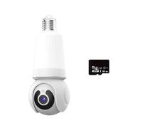 Caméra de surveillance, Caméra IP d'intérieur à ampoule , Vision nocturne polychrome, suivi automatique, vidéosurveillance intelligente, moniteur de sécurité sans fil avec support E27(5MP Add 64G Card