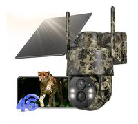 Caméra de surveillance cellulaire 4G LTE sans fil avec vision nocturne activée par le mouvement, vision solaire 2K HD 360 °, carte SIM intégrée, caméra de jeu pour la chasse, la faune, pas de Wi-Fi