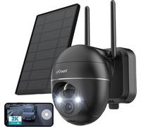 Caméra de surveillance extérieure à énergie solaire, rotation 355°, résolution HD 2K, audio bidirectionnel