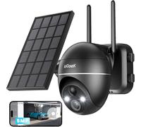 Caméra de surveillance extérieure sans fil, 5MP Ultra HD, alimentée par énergie solaire, angle de vision 360