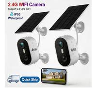 Lot de 2 Caméras de Surveillance WiFi Exterieur sans fil, Détection Humain PIR, Sirène d'alarme, C2