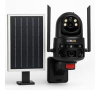 Caméra de Surveillance extérieure Technaxx 4G Double caméra avec Panneau Solaire 8W TX-329-3 Mpx Full HD, Rotation à 345°, Vision Nocturne, Batterie 8000 mAh, détecteur de Mouvement PIR, IP65