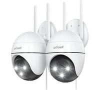 ieGeek (2 Pièces 2K Camera Surveillance WiFi Exterieure, 360° Camera IP, Vision Nocturne Couleur, Détection Humaine et Suivi Automatique, Audio Bidirectionnel, Sirène et Alarme Lumineuse, Stockage
