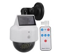 Caméra de surveillance factice à énergie solaire avec LED clignotante - Fausse caméra de dissuasion pour l'extérieur et l'intérieur