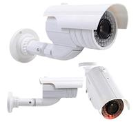 Caméra de surveillance factice avec LED clignotante dans un boîtier protégé contre les intempéries, fausse caméra de sécurité CCTV 720p pour l'intérieur et l'extérieur