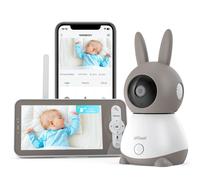 Caméra de surveillance pour bébé ieGeek 5" 2K/3MP, moniteur pour bébé PTZ à 360° avec caméra et aperçu sur deux écrans, détection de mouvement, audio à 2 voies