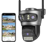 Caméra de surveillance, quadruple objectif, double bande WIFI, 3 LIGNES Caméra uniquement, prise UE