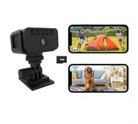 Camera de Surveillance sans Internet, 4K Mini Camera Espion sans Fil, Wi-Fi ou pas de Wi-Fi en Optional, avec Carte TF de 64 Go, Vision Nocturne, Détection Mouvement, pour Intérieur/Extérieur(Noir)