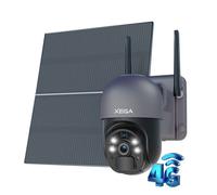 Xega 3G/4G LTE Caméra Surveillance Solaire 2K avec 20W Panneau Solaire et Batterie 20,000mAh
