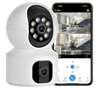 Caméra de surveillance WiFi intérieure de sécurité - Caméra IP deux objectifs 1080P | Caméra de surveillance pour chiens et bébés, caméras de surveillance domestique WiFi avec alarme, lumières