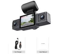 Caméra De Tableau De Bord 3 Canaux,Enregistreur Vidéo,Caméra De Voiture À Trois Objectifs Avec Vue Arrière Dvr 24h,Moniteur De Stationnement,Boîte Noire Black Aucun