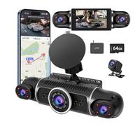 Caméra de tableau de bord 360 ° avant et arrière 4 canaux FHD 4 x 1080p, intérieur/arrière 170° + 2 x 150 ° + 170 ° grand angle, 8 lampes infrarouges, vision nocturne, WiFi 5G, GPS, application