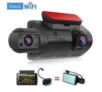 Caméra De Tableau De Bord À Double Objectif Pour Voitures,Boîte Noire Hd 1080p,Enregistreur Vidéo De Voiture Avec Vision Nocturne Wifi,Capteur G,Enregistrement En Boucle,Caméra De Voiture White 64g