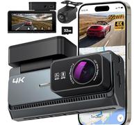 Caméra de Tableau de Bord Avant et Arrière 4K/2K Double Canal - Dashcam Voiture avec Ecran IPS 3.39",Carte 32GB Intégrée, Wi-Fi, GPS, G-Sensor, Mode Stationnement 24H, Contrôle par App, Support 256GB