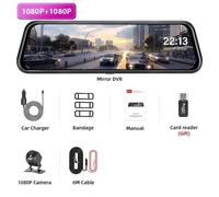 Caméra De Tableau De Bord De Voiture À Écran Tactile,Dvr,Stream Media,Super Night Vision,10 "",4k + 1080p,Mode De Stationnement,Enregistreur - Type 1080p 6m-64g