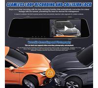 Caméra de Tableau de Bord DVR 1080P avec 4 radars de recul à capteur de stationnement et écran de 4,3 Pouces - Enregistreur de Conduite à Double rétroviseur Avant et arrière avec (Argent)