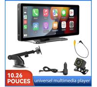 Caméra de tableau de bord intelligente de 10,26 pouces, CarPlay et Android Auto sans fil, Wi-Fi double bande, écran IPS HD