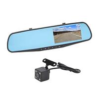 Caméra de Tableau de Bord Miroir, Caméra de Tableau de Bord Miroir 4,3 Pouces 1080P HD Double Objectif Anti-éblouissement Moniteur de Stationnement Caméra de Rétroviseur (Avec carte mémoire 64g)