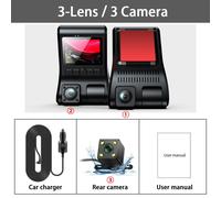 Caméra De Tableau De Bord Pour Voiture,3 Canaux,Hd 1080p,Caméra Prada,Boîte Noire,Enregistreur Vidéo Pour Conducteur,Caméra De Recul Dvr - Type 3 Camera-16g