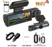 Caméra de tableau de bord pour voitures 1080P,enregistreur vidéo DVR,double caméra de voiture,vue avant,64G-Hardwire kit