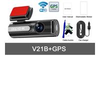 Caméra de tableau de bord WiFi 4K pour voitures,avant et arrière,objectif pour touristes,caméra Prada automatique,vidéo à intervalle de temps,WiFi intégré,prise en charge GPS - Type V21B-GPS-32G